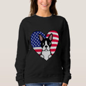 Boston Terrier en US Heart Trui (Voorkant)