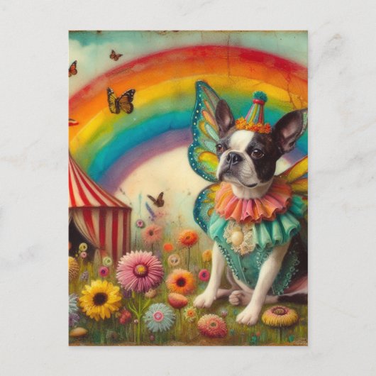 Boston Terrier Fairy Circus Briefkaart (Voorkant)