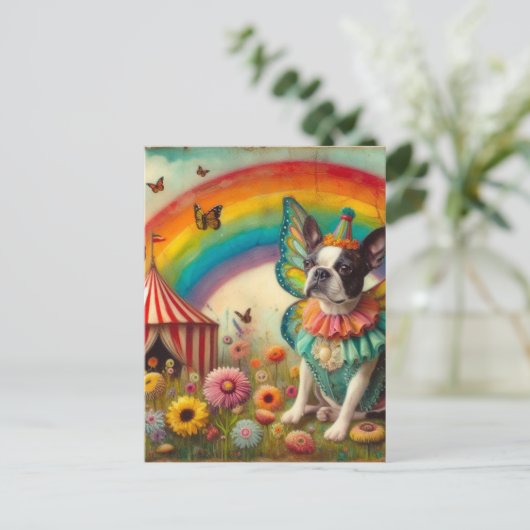 Boston Terrier Fairy Circus Briefkaart (Staand voorkant)