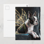 Boston Terrier Fairy in een trein Briefkaart (Voorkant / Achterkant)