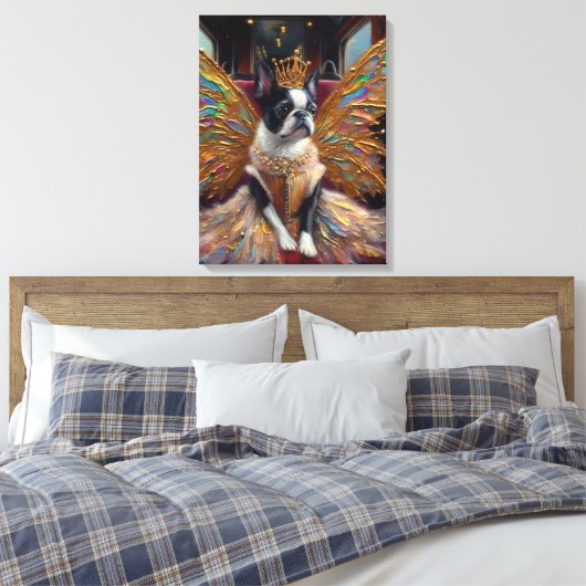 Boston Terrier Fee Canvas Afdruk (Insitu (Slaapkamer))