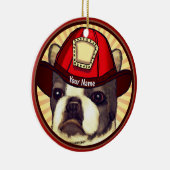 Boston Terrier Firefighter Keramisch Ornament (Rechts)