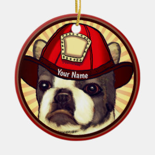 Boston Terrier Firefighter Keramisch Ornament