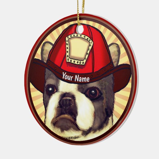 Boston Terrier Firefighter Keramisch Ornament (Links)