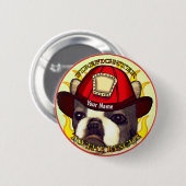 Boston Terrier Firefighter Ronde Button 5,7 Cm (Voorkant /achterkant)