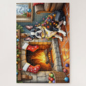 Boston Terrier Fireplace with Christmas Lights Legpuzzel (Verticaal)