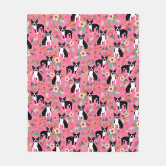 Boston Terrier Florals Blanket Fleece Deken