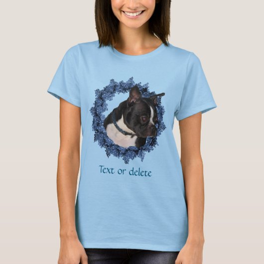 Boston Terrier Flower Wreath Personalized T-shirt (Voorkant)