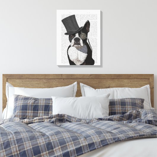 Boston Terrier, Formal Hound en Pet Canvas Afdruk (Insitu (Slaapkamer))