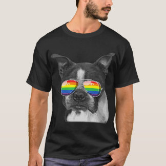 Boston Terrier Gay Pride Flag Sunbril LGBT T-shirt