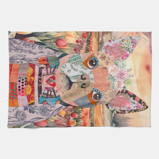 Boston Terrier Gemengde Media Hond Keuken Handdoek (Horizontaal)