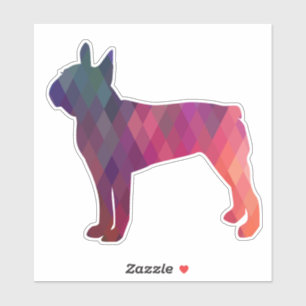 Boston Terrier Geometric Paars Silhouette Sticker