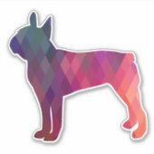 Boston Terrier Geometric Paars Silhouette Sticker (Voorkant)