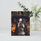 Boston Terrier Halloween Briefkaart (Staand voorkant)