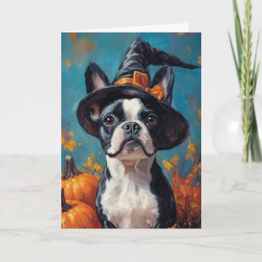 Boston Terrier Halloween Feestdagen Kaart (Voorkant)