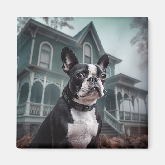 Boston Terrier Halloween Griezelen Magneet (Voorkant)