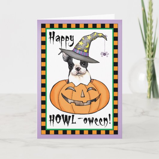 Boston Terrier Halloween Kaart (Voorkant)