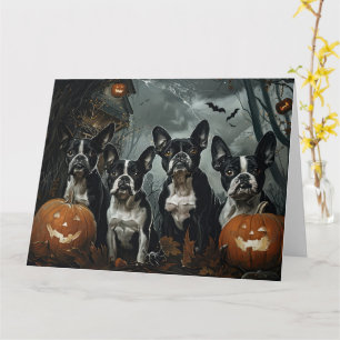 Boston Terrier Halloween Nacht Doggy Delight Kaart