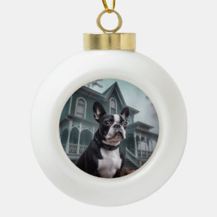 Boston Terrier Halloween Verschrikkelijk Keramische Bal Ornament