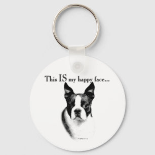 Boston Terrier Happy Face Sleutelhanger