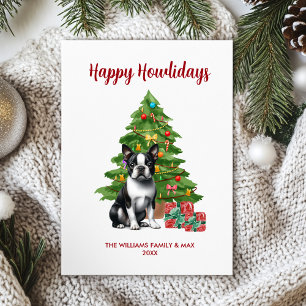 Boston Terrier Happy Howlidays Kaart