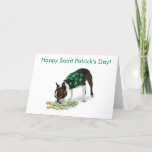 Boston Terrier Happy St. Patrick's Day Card Kaart