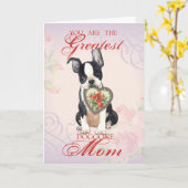 Boston Terrier Heart mama Kaart (Gele Bloem)