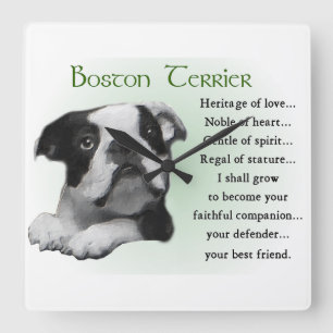 Boston Terrier Heritage of Love Vierkante Klok