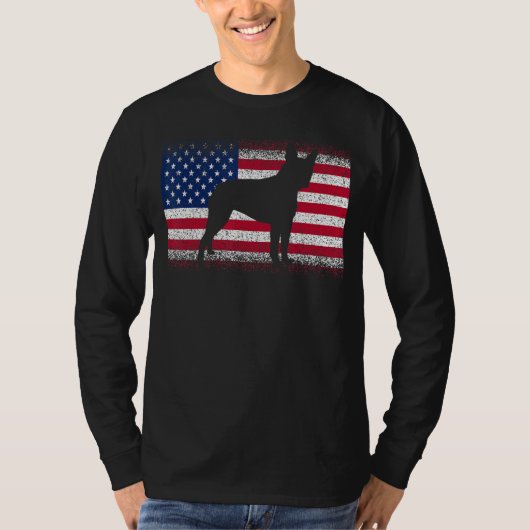 Boston Terrier Hond & Amerikaanse vlag Patriottisc T-shirt (Voorkant)