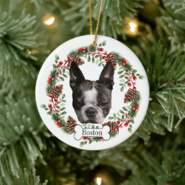 Boston Terrier hond Gepersonaliseerd huisdier Orna Keramisch Ornament