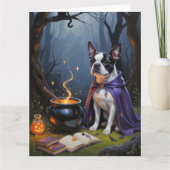 Boston Terrier hond grillige Halloween schilderij Kaart (Voorkant)