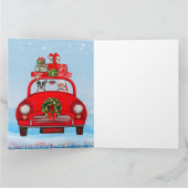 Boston Terrier-hond in auto met Kerstman  Kaart (Binnen)