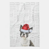 Boston Terrier hond in een kerstboom Theedoek (Verticaal)