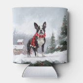 Boston Terrier Hond in Sneeuw Kerstmis Blikjeskoeler (Achterkant)