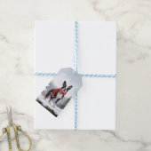 Boston Terrier Hond in Sneeuw Kerstmis Cadeaulabel (Met Touw)