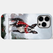 Boston Terrier Hond in Sneeuw Kerstmis Case-Mate iPhone Case (Achterkant (horizontaal))