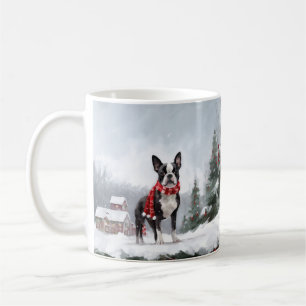 Boston Terrier Hond in Sneeuw Kerstmis Koffiemok