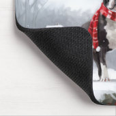 Boston Terrier Hond in Sneeuw Kerstmis Muismat (Hoek)