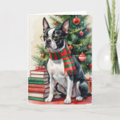 Boston Terrier Hond Kerstgroet Kaart (Voorkant)