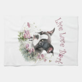 Boston Terrier Hond Mom Floral Theedoek (Horizontaal)