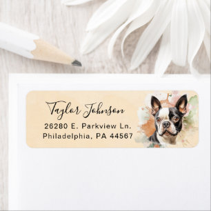 Boston Terrier-hond retouradreslabel Etiket