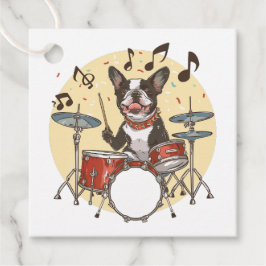 Boston Terrier hond speelt drums Bedankjes Labels