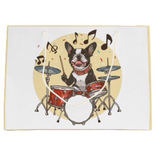 Boston Terrier hond speelt op drums Groot Cadeauzakje