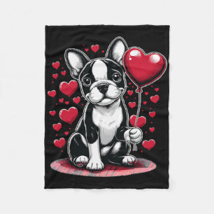 Boston Terrier-hond Valentijnsdag-hondeneigenaar V Fleece Deken