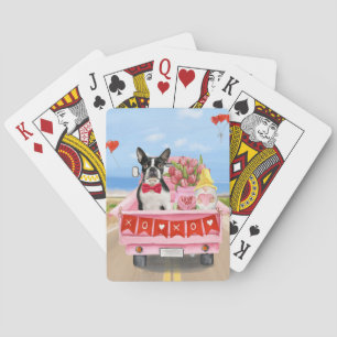 Boston Terrier-hond Valentijnsdag Truck Harten Pokerkaarten