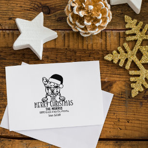 Boston Terrier Hond Vrolijk Kerstmis Retouradres Rubberstempel