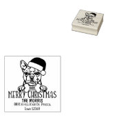 Boston Terrier Hond Vrolijk Kerstmis Retouradres Rubberstempel (Gestempeld)