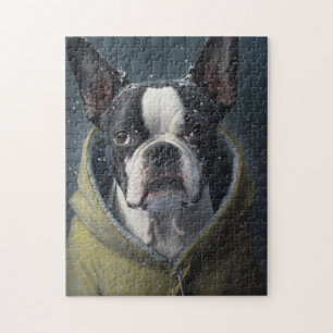 BOSTON TERRIËR Hond winter  Legpuzzel
