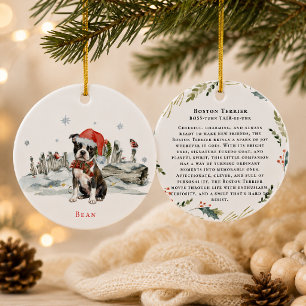 Boston Terrier Honden Monogram Keramisch Ornament