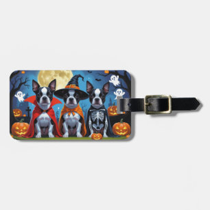 Boston Terrier Honden Pompoen Halloween Grappig Bagagelabel